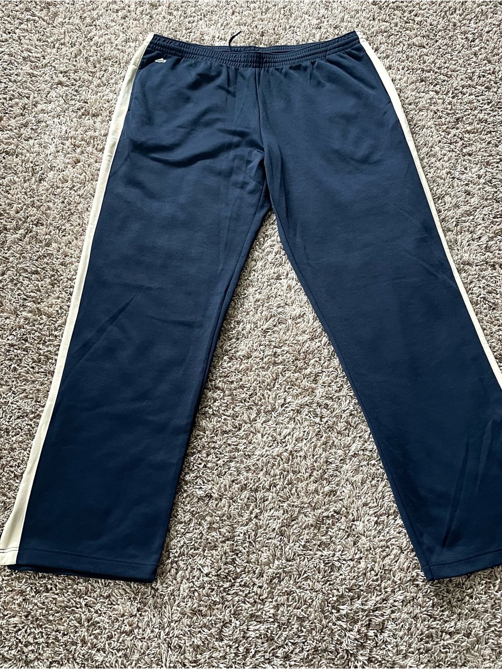 Lacoste Navy Blue Sweatpants with White Side Stripes